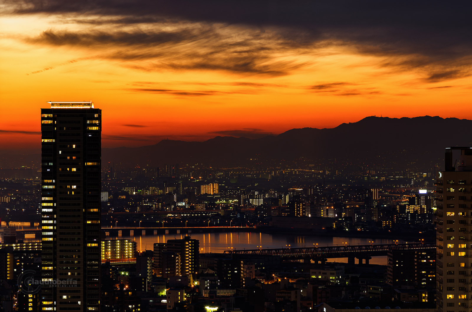 Osaka, Umeda, Sunset, Landscape, City, Skyscraper, River, Sky, Japan, Pentax