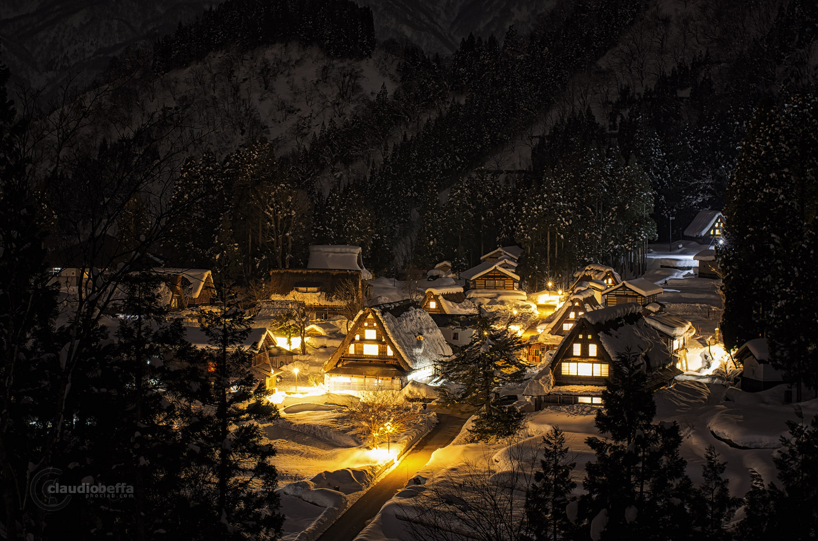 Ainokura, Toyama, Mountain, Winter, Night, Snow, Japan, Pentax, Long exposure