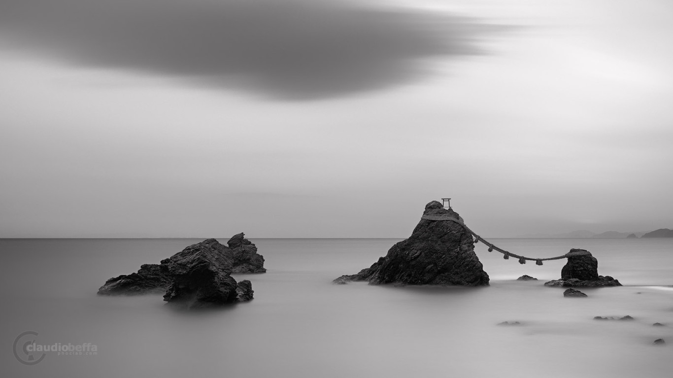 Futami, Mie, Japan, Meoto Iwa, Island, Wedded rocks, Gods, Izanagi, Izanami, Shimenawa, Rope, Sea, Sunrise