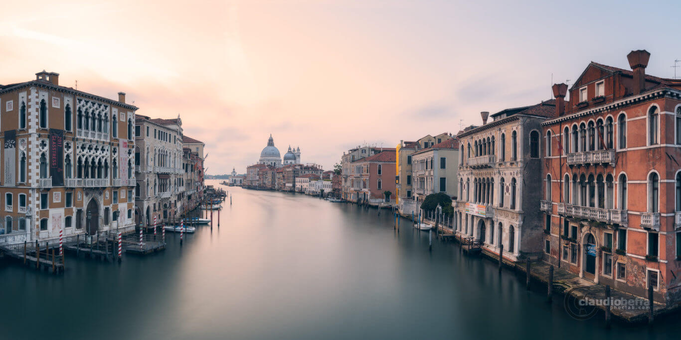 Sunrise, Venice, Venezia, Italy, Canal Grande, Grand Canal, Basilica, Santa Maria della Salute, Architecture, Art, Long Exposure, Panorama, Fine Art