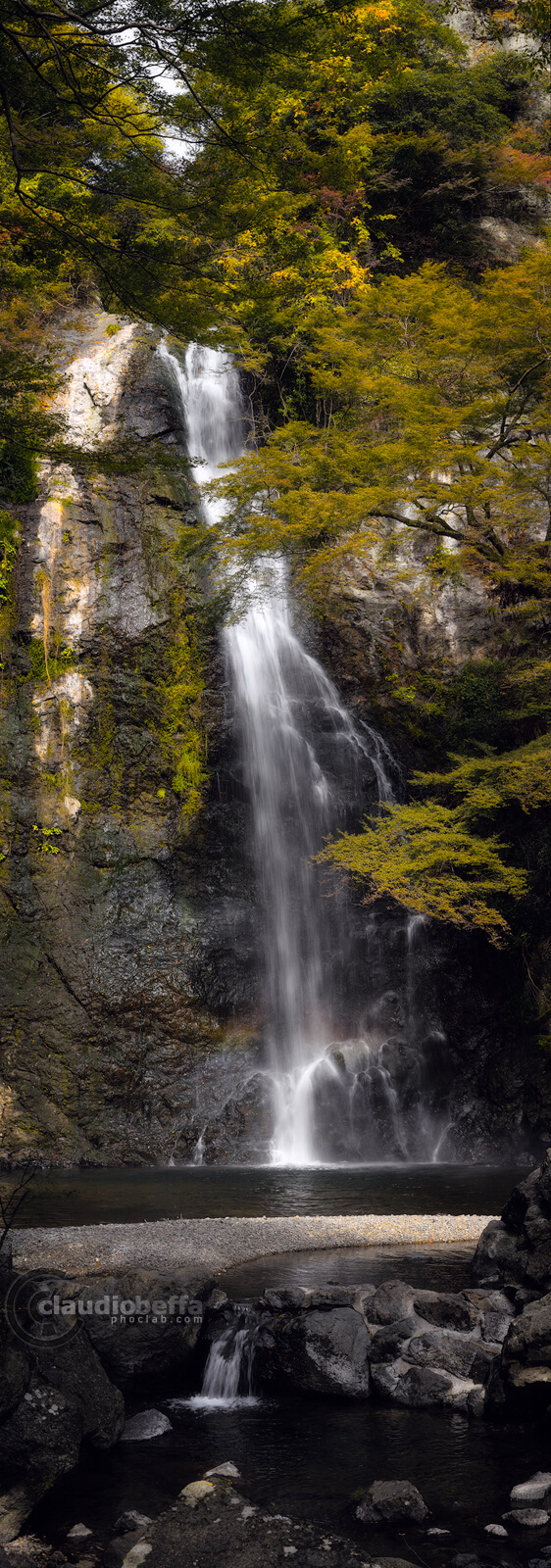 Minoh Taki, Minoh, Waterfall, Water, Pond, Rocks, Black, Forest, Trees, Momiji, Vertorama