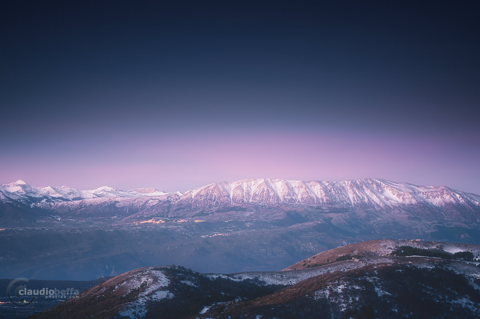 Dawn at high elevation, Abruzzo, Italy, Apennines, Rocca Calascio, Landscape, Twilight, Mountains, Snow, Nature